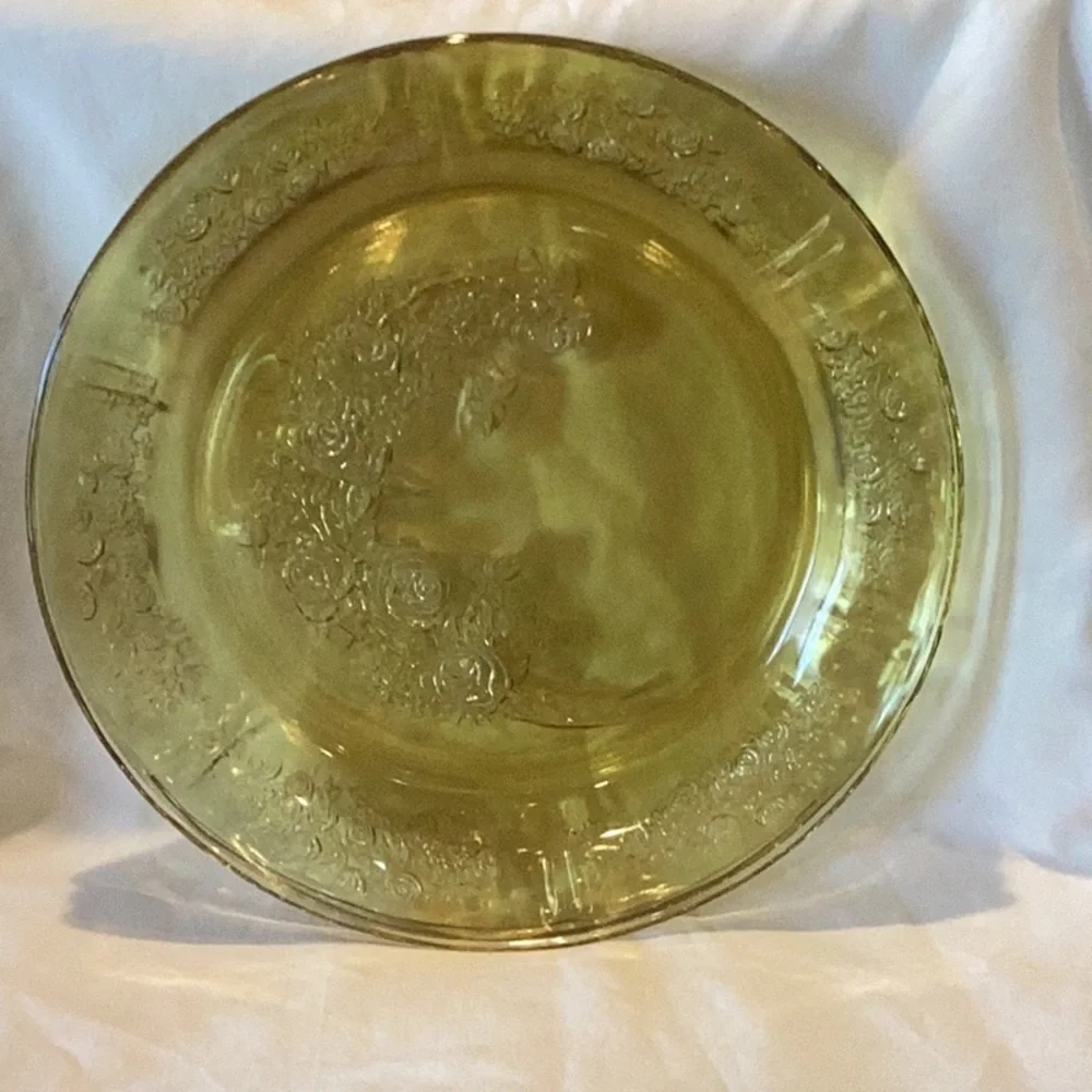 Vintage Depression Glass - Sharon Cabbage Rose Amber Large Plate - set of 2